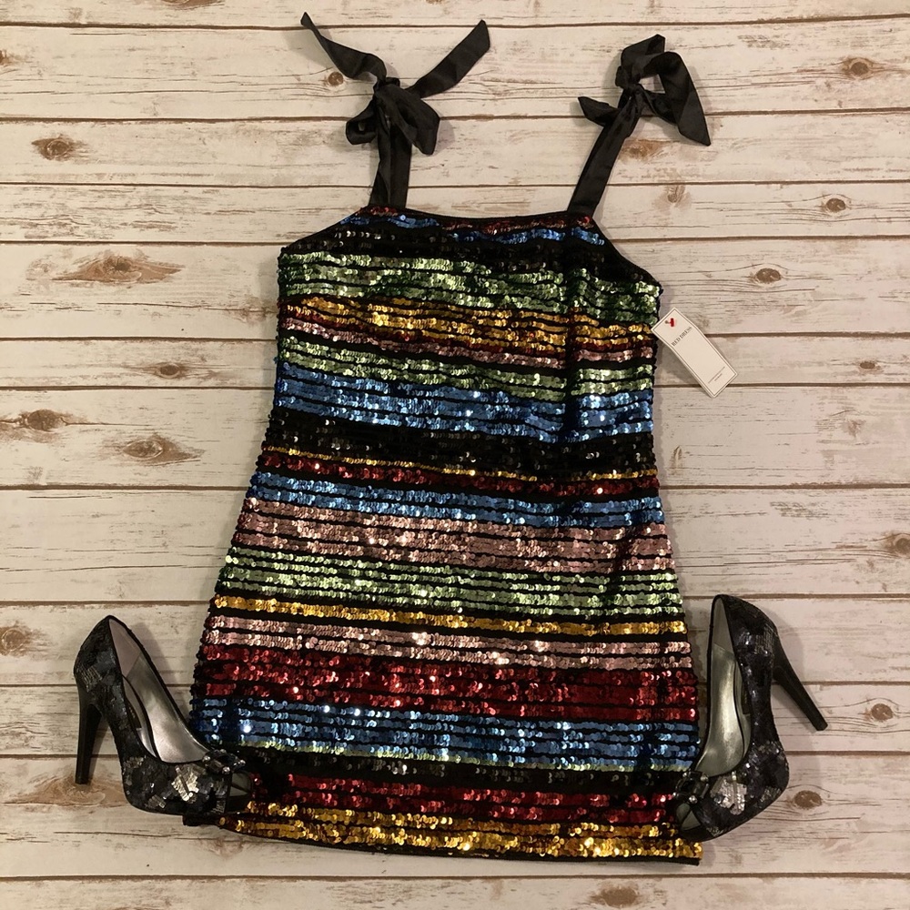 Dance & Marvel Rainbow Sequin Dress Medium